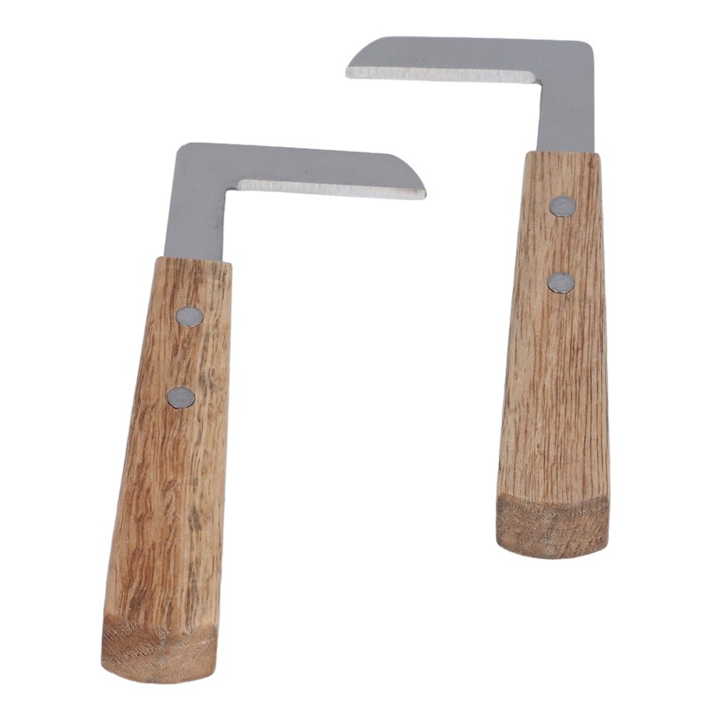4pcs Hoof Knife Carbon Steel Wooden Handle Left and Right