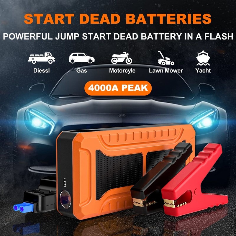 SYPOM Car Jump Starter, 4000A Peak Battery Jump Starter (for