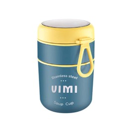 Lonchera De Acero Inoxidable Termica De 710ML Con Cuchara Caja De Almuerzo Recipiente De Comida (AZUL)