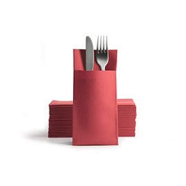 Alvotex Chic Airlaid 50 Cutlery Napkins Cutlery Pockets, Fabric-Like, High-Quality Disposable Napkin, 39 x 40 cm, Burgundy