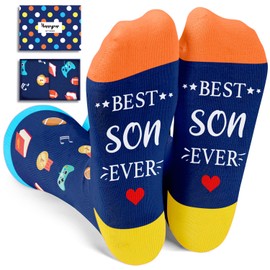 HAPPYPOP Best Son Gifts Father Son Gifts, Gifts for Adult Son Mom Son Gifts, Birthday Gifts For Son Him, Funny Men Socks