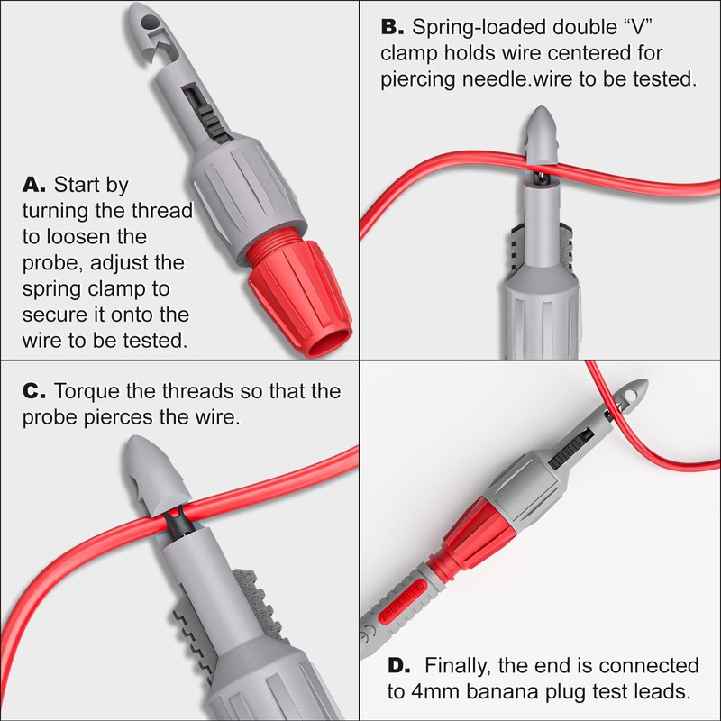 Cleqee 8PCS Heavy Duty Wire Piercing Probes Insulation Piercing Clip