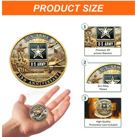 Double-Sided USMC 250th Anniversary Challenge Coin – 1.57 Inch Marine Corps Commemorative Coin, Collectible Gift for Military Supporters, and Patriotic Displays (Navy 250th Anniversary Coin-B)