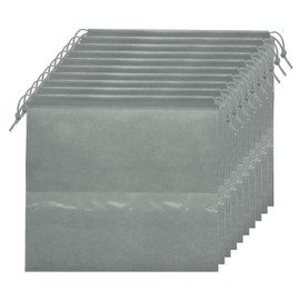 uxcell Shoe Bags for Travel, 10Pcs 20" - Nonwoven Fabric Travel Shoe Bag, Drawstring Clothes Storage Bag with Transparent Window, Travel Accessories for Men and Women Packing (Grey)