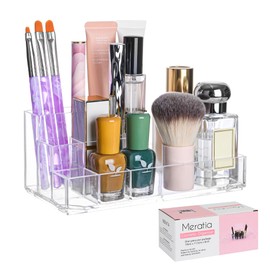MERATIA Clear Acrylic Makeup Organizer, 8 Compartments, Cosmetic Storage Display for Lipstick, Nail Polish, Beauty Supplies (clear 8 compartment)