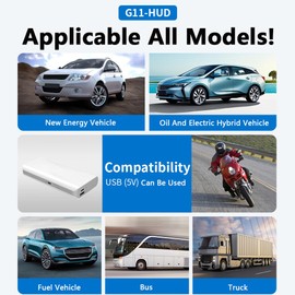 Riloer Car Head Up Display with GPS Chip, Compass and Light Sensor, HUD with 5.5-inch(12.18 * 6.85cm) HD LED Screen, Automotive General HUD Head-Up Display GPS Speed Display G11, Colored