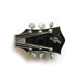 eeddoo® Gürtelschnalle - Gitarre schwarz - Music Guitar Buckle (für Wechselgürtel für Damen und Herren | Belt Frauen Männer Musik Rock n Roll Pop Heavy Metal Oldschool Metall Western Trucker)