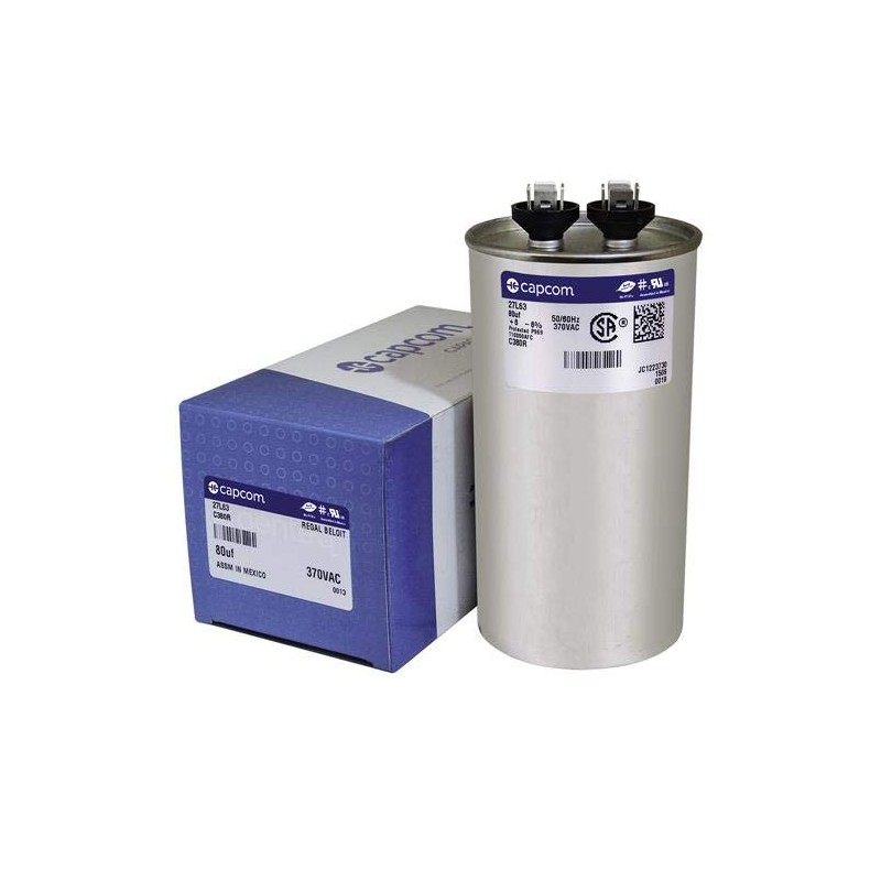 27L63 80 uf MFD 370 Volt VAC - Replacement Round