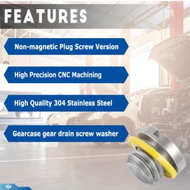 Marine Lower Drain Plugs Seal Screw & Gasket for Mercruiser Mercury 10-79953Q2 10-79953A2 18-2244 22420 10-79953Q04 (2 PCS)