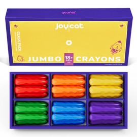 JoyCat Jumbo Crayons bulk for Toddlers 1-3 4 5 6 year old Kid,Easy-Grip,Unbreakable,Non-Toxic,Washable,big,Triangular,fat toddler Crayons pack&box,Art Supply for kids party favors,6 Colors 30 count.