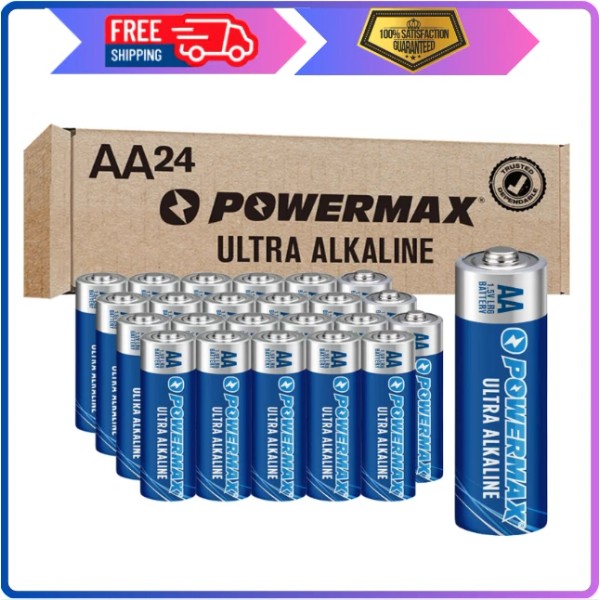 PowerMax 24-Count AA Batteries, Ultra Long Lasting Alkaline Battery, 10-Year