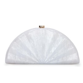 EVEOUT Acrylic Clutch Bag with Chain for Women Elegant Marble Shell Evening Bag for Wedding Party Ball Cute Handbag, White