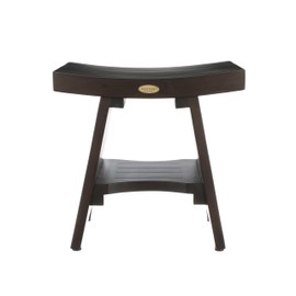 Decoteak 18 Inch Serenityy Waterproof Teak Wood Shower Bench Stool Seat Chair for Inside Shower Provides Safety, Storage, and Organization for Bathroom Accessories Natural Color