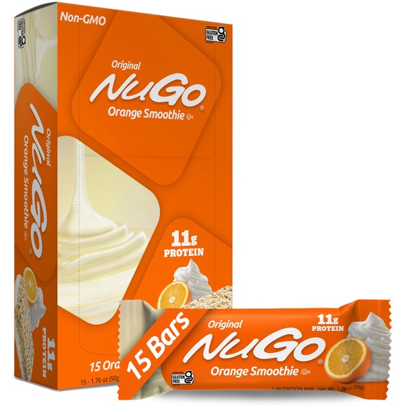 NuGo Protein Bar, Orange Smoothie, 11g Protein, Gluten Free, 15