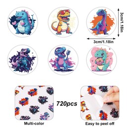 lasuroa 720pcs Dinosaur Stickers for Kids, Cute Dinosaur Animal Jurassic Dino Sticker Decoration for Water Bottles Teacher Rewards Toddlers Party Favors Crafts Scrapbooking & School Supplies