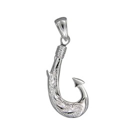 Hawaiian Heirloom Jewelry Sterling Silver Fish Hook Pendant