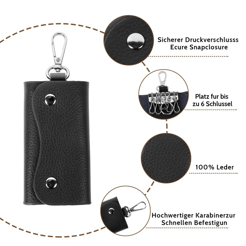Generic Large Leather Key Case, Car Key Bag with 6