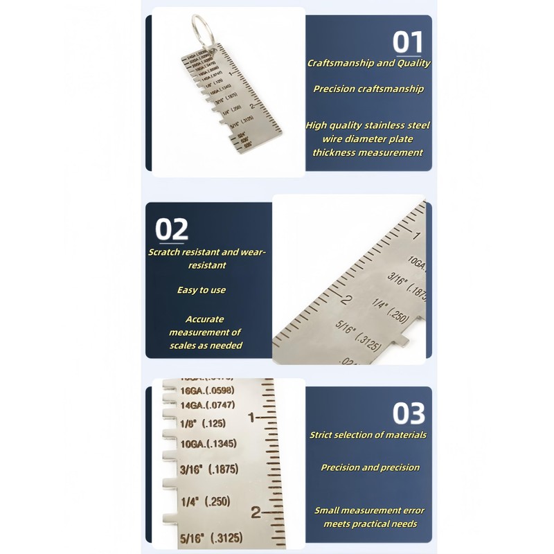luvilly3PCS Metal Plate Thickness Gauge, Thickness Gauges Coating Size Detection