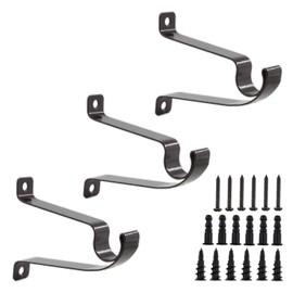 ULIFESTAR 3 PCS Adjustable Distance Curtain Rod Bracket, Heavy Duty Single Hole Hooks, Drapery Set, Metal Blinds Hang Holder With Screw Pack, Brown 19mm/0.75 in