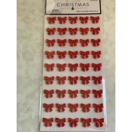 CHRISTMAS CRAFTS STICKERS 3D RED BOWS CHRISTMAS GLITTER FOAM MINI RED BOWS 84PCS