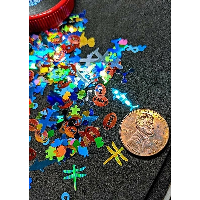 Unique Nail Creations CHILD ABUSE Blend~MULTI SHAPES GLITTER~Nail•A