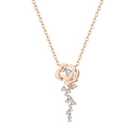 TACBSP Rose Flower Necklaces for Women Rhinestone Rose Flower Pendant Necklace Valentines Day Birthday Jewelry Gifts for Women Mom Girlfriend Wife (Gold)