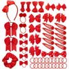 55Pcs Girls School Hair Accessories Red Bow Hair Clips Bow