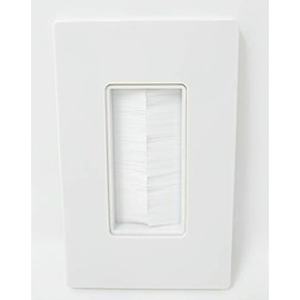 RiteAV - Single Gang Screwless Wall Plate with Brush Bristles - White [Now Fits Larger Cables]