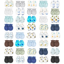 Geyoga Newborn Baby Mittens No Scratch Mittens Soft Elastic Infant Baby Gloves Mittens for 0-6 Months Baby(Fresh Style, 40 Pairs)