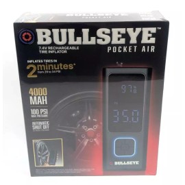 Bullseye Pocket Air 7.4 V Rechargeable Tire Inflator 4000 MAh 100 PSI Max NEW