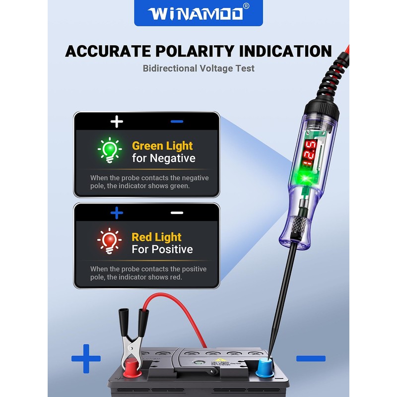 WINAMOO Test Light Automotive 5-90V Digital LED Circuit Tester with
