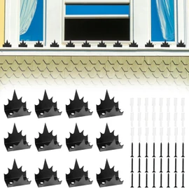 12Pcs Fence Wall Spike Metal Anti-Climb Fence Security Spike with Screw Rust-Proof Intruder Deterrent Spike Sturdy Home Safety Spike for Outdoor Fence Wall