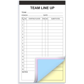 Baseball/Softball Lineup Cards, 4 Part Carbonless, 16 Player Roster Line up Sheets for Coaches, Team, Sports, 4.5" x 8"