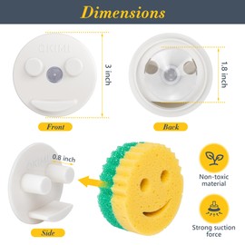 OKIMI Hold Me Sponge! Sponge Holder, Smiley Face for Kitchen Sink, Bathroom Sink, Self Draining, Dishwasher Safe for Holding SpongesSink Organizer Sponge Holder with Suction Cup, White 1- Pack
