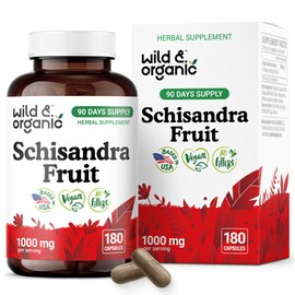 Wild & Organic Schisandra Fruit Capsules - 180 Count - Calmness & Mood Support Supplement
