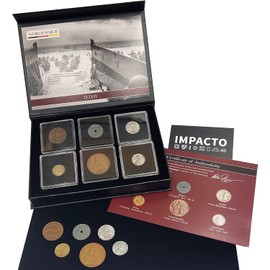 IMPACTO COLECCIONABLES World War II - 6 coins used during the war D-Day Collection (1944) Special Collector's Memorabilia Includes Certificate of Authenticity