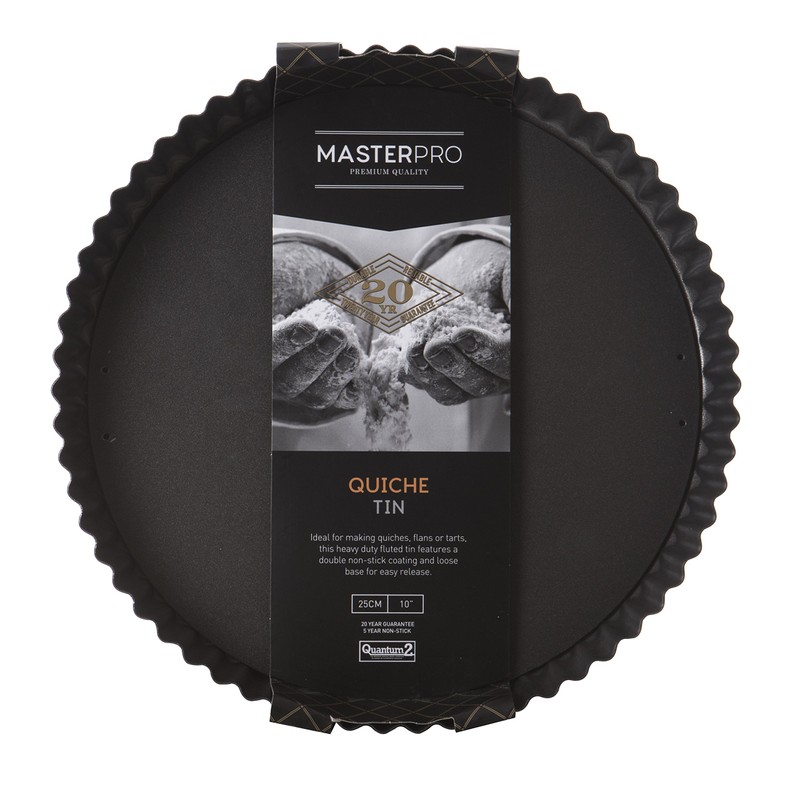 MASTERPRO MPHB33 Flan Quiche Tin, Carbon Steel/Black