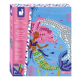 Janod - Cofanetto Mosaici Delfini e Sirene - Les Ateliers du Calme - Kit Creativo per il Tempo Libero Dei Bambini - Sviluppo della Motricità Fine e della Concentrazione - Dall'Età di 7 Anni, J07961