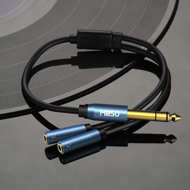 MillSO Standard Plug Mini Plug Converter Dual Splitter Cable 3.5mm