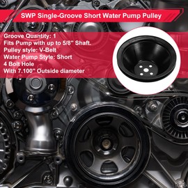 FUELHOOD Water Pump Pulley for Chevy SBC Small Block 262 265 267 283 302 305 307 327 350 400 SWP Single-Groove Short Water Pump Pulley 1 Groove Durable 1 Pc