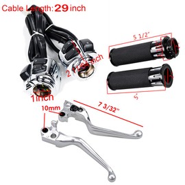 1" Handlebar Switches Control Horn On/Off Kit and Brake Clutch Hand Levers Handgrips Compatible with Harley Sportster Dyna Softail