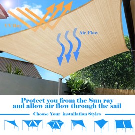 AwnPro 18' x 19'10" Shade Sails 180GSM Rectangular Shade Sails Sun Rays Blocking Patio Garden Outdoor Facilities Sand