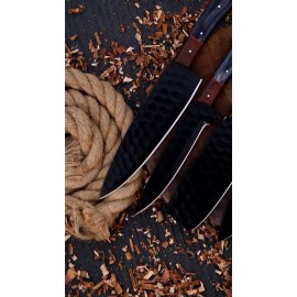 SHARD Chef Set of 5 Custom Hand Forged Carbon Steel  Multi Use Kitchen Knife W/Cover