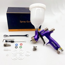 LVLP HTE Paint Spray Gun, 1.3 mm Stainless Steel Nozzle Air Spray Gun with 1.5 mm Tip, Automotive Painte Spray Gun,Varnish Paint Sprayer, Air Tools (Purple)