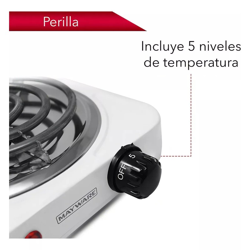 RCA Parrilla Electrica 1 Quemador Rca Hy1000a Alb Color Blanco