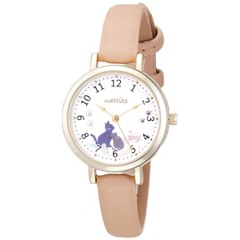 Fieldwork ASS155-2 Women's Analog Watch Juren Animal Pattern Cat Leather Strap Beige, beige