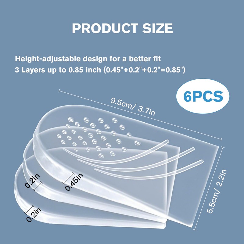 3 Layers Adjustable Heel Wedge Corrective Insoles, 1 Pairs Overpronation