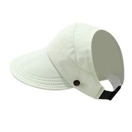 Tefelory Sun Visor Hats for Women Summer UV Protection Adjustable Foldable Wide Brim Empty Top Cap for Outdoor Beach Off-White