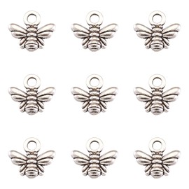 Craftdady 200Pcs Antique Silver Bee Insect Charms Tibetan Metal Animal Honeybee Tiny Pendants 10x11mm for Jewelry Making