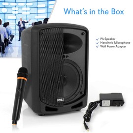 Pyle Portable Bluetooth PA Speaker System - Indoor Outdoor Karaoke Sound System w/Wireless Mic, Audio Recording, Rechargeable Battery, USB/SD Reader, Stand Mount, for Party, Crowd Control - Pyle